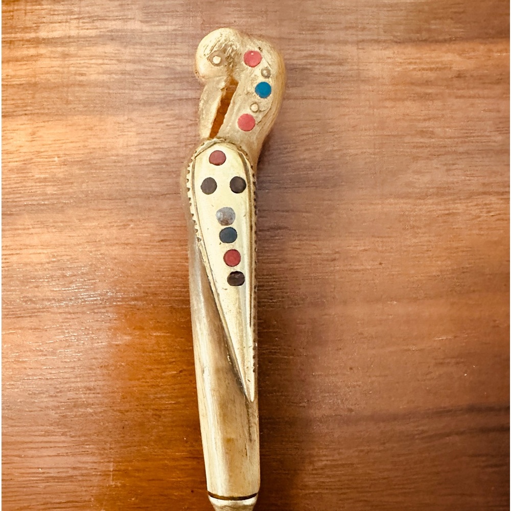 Brass letter opener with inlays